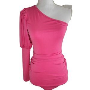Blush Mark Womens Pink Stretch One Shoulder Short Length Bodycon Dress Sz Small